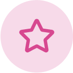 A simple pink star outline icon centered on a light pink circular background.
