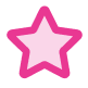 A simple pink star with a thick, bright pink outline and a light pink fill, set against a light gray background.